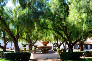 The San Diego de Alcala Mission courtyard.